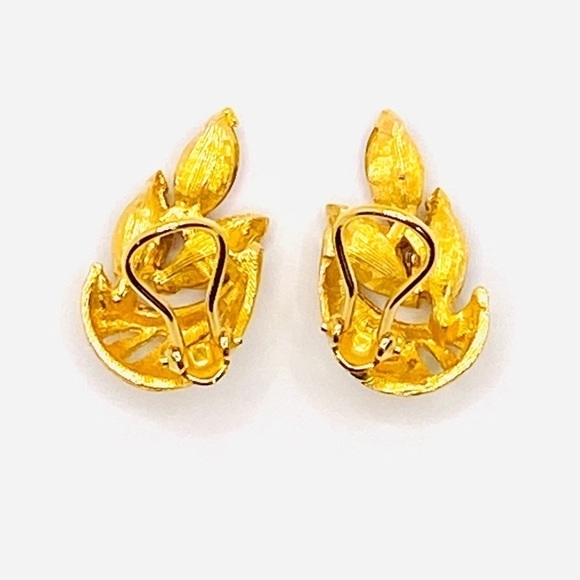 Clip Ons Earrings Gold Tone Pink Crystals - Picture 6 of 15